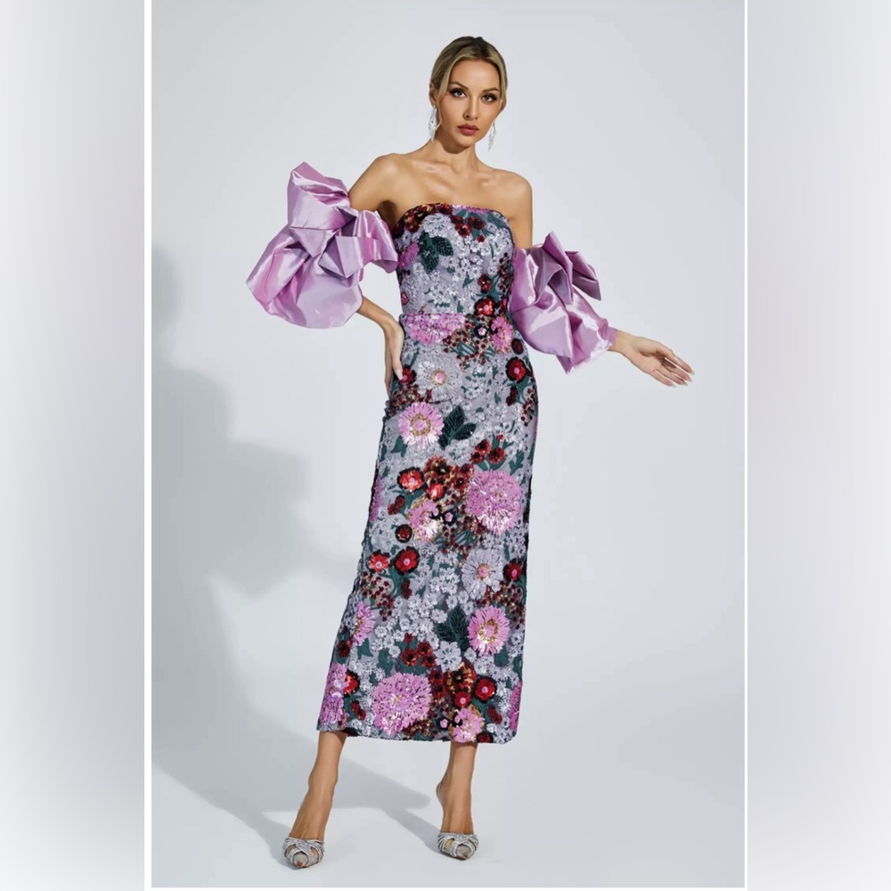 BRAND NEW Catchall Amelie Purple Flower Embellishment Dress